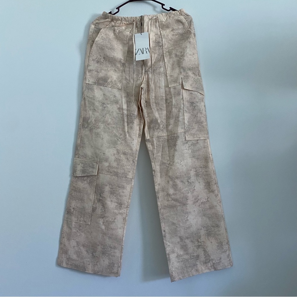 Zara NWT Straight Leg Printed Cargo Pants Women’s Size XS